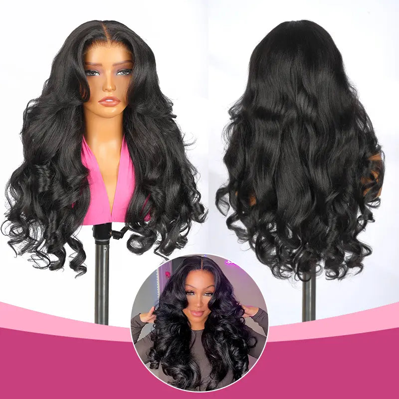 [Quality Upgraded] West Kiss Glueless Butterfly Cut Layered Human Wigs Light Yaki Body Wave 7X5 Lace Closure Wig Pre Plucked Pre Bleached Knots Beignner Friendly