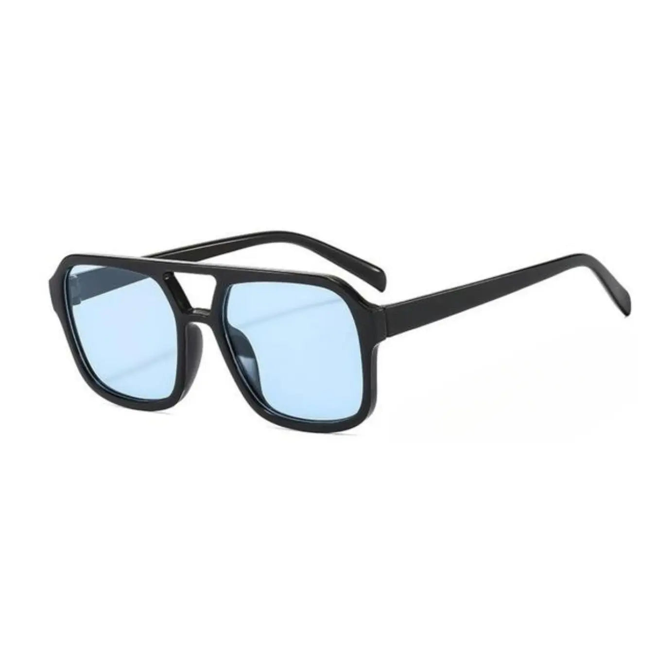 Shinethru Modern Trendy Sunglasses - 1 Pair Unisex Fashionable Glasses, Retro Double-Bridge Square PC Full-Rim Rectangle Metal Frame, Lightweight Comfortable, Uv-Protection Lens, Ideal for Daily Wear/Outdoor Use, Top Couple Gift