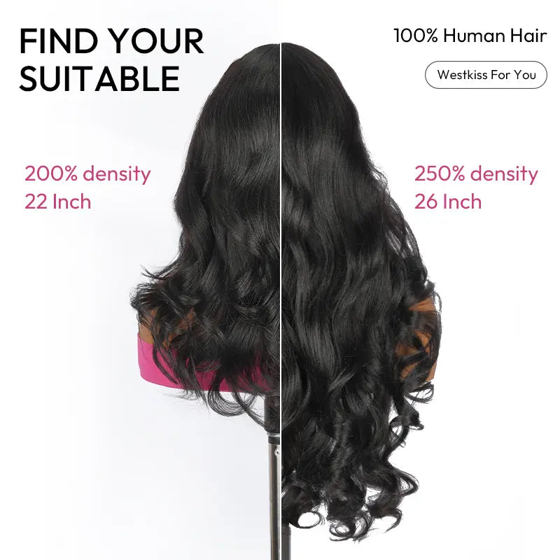 [Quality Upgraded] West Kiss Glueless Butterfly Cut Layered Human Wigs Light Yaki Body Wave 7X5 Lace Closure Wig Pre Plucked Pre Bleached Knots Beignner Friendly