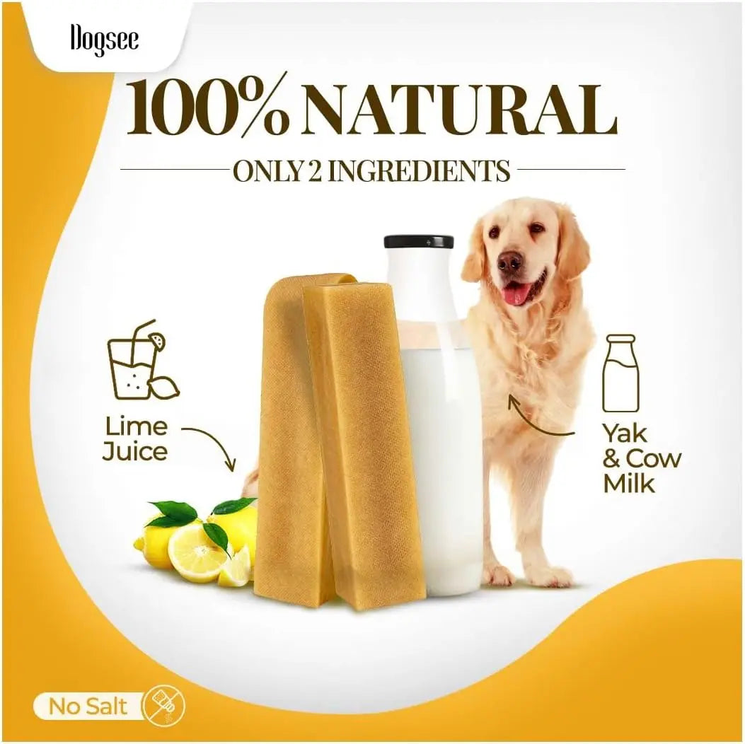 Dogsee Original Himalayan Yak Chews for Dogs (Medium - 4 Bars) | 100% Natural | No Grain, No Gluten | for Teeth Cleaning