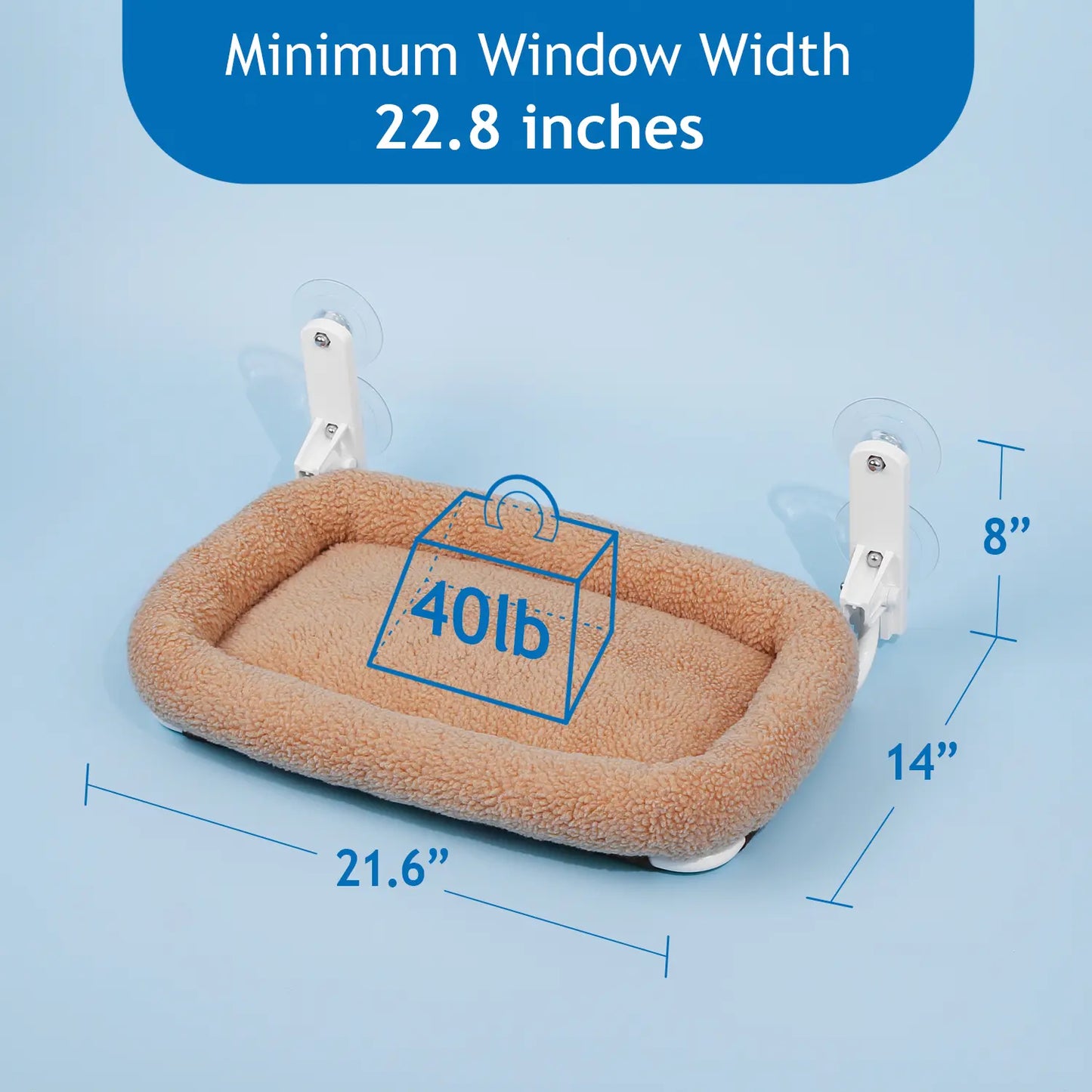 Zakkart Folding Cat Hammock for Window - Cordless, Machine Washable Bed, Robust Metal Frame, Strong Suction Cups - Cat Window Perch for Cats and Small Dogs - White