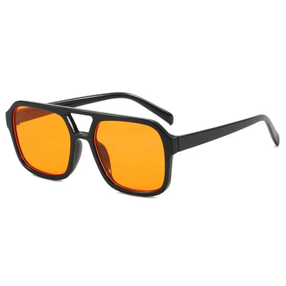 Shinethru Modern Trendy Sunglasses - 1 Pair Unisex Fashionable Glasses, Retro Double-Bridge Square PC Full-Rim Rectangle Metal Frame, Lightweight Comfortable, Uv-Protection Lens, Ideal for Daily Wear/Outdoor Use, Top Couple Gift