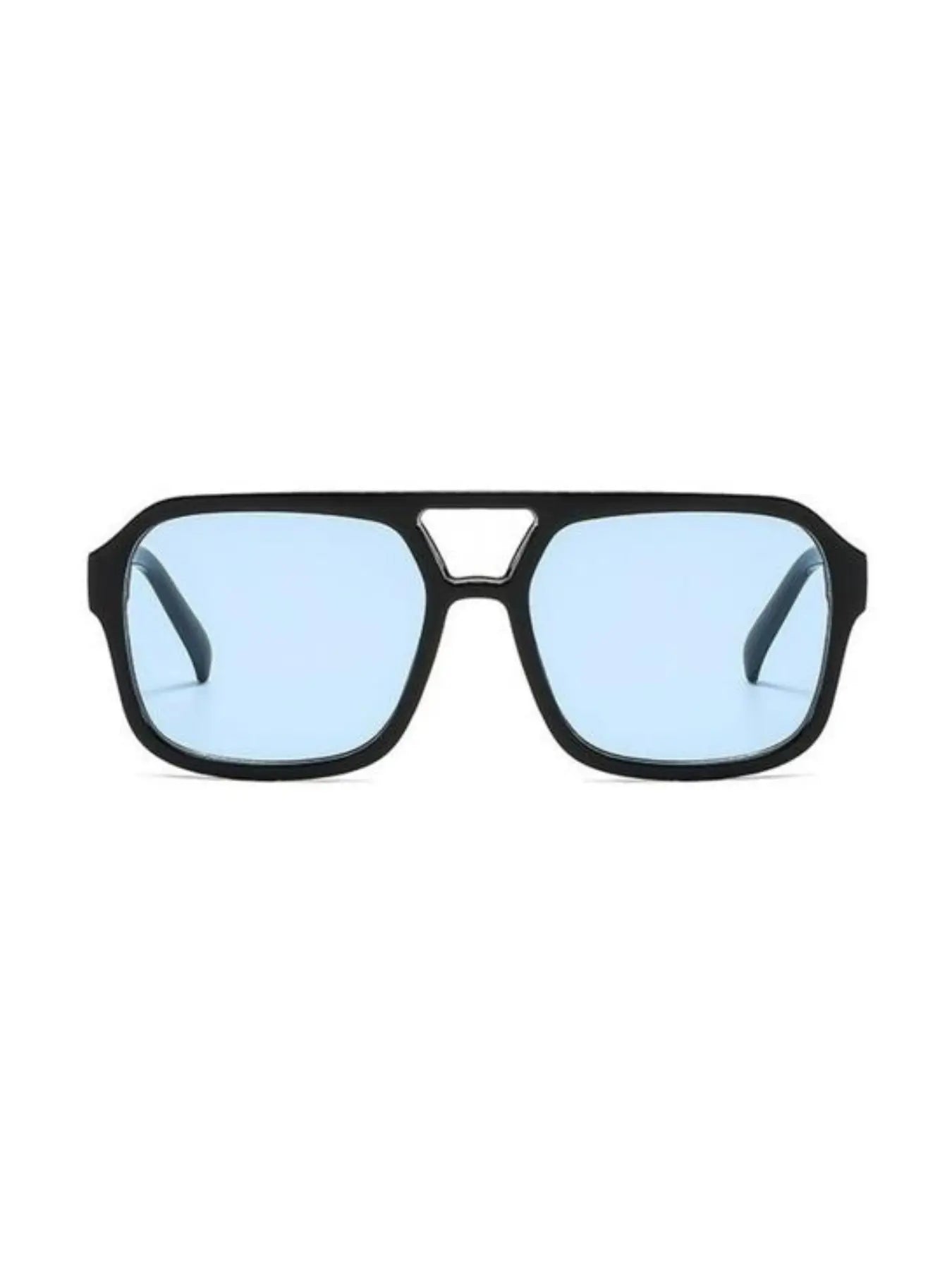 Shinethru Modern Trendy Sunglasses - 1 Pair Unisex Fashionable Glasses, Retro Double-Bridge Square PC Full-Rim Rectangle Metal Frame, Lightweight Comfortable, Uv-Protection Lens, Ideal for Daily Wear/Outdoor Use, Top Couple Gift