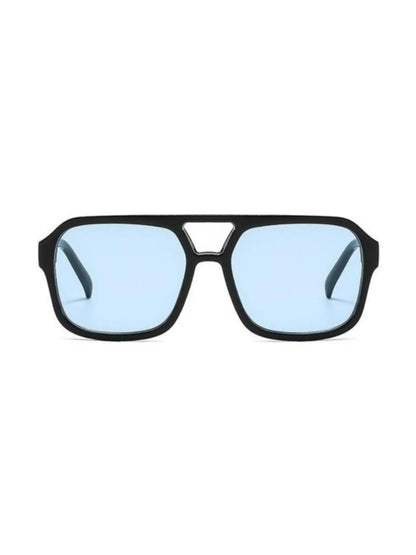 Shinethru Modern Trendy Sunglasses - 1 Pair Unisex Fashionable Glasses, Retro Double-Bridge Square PC Full-Rim Rectangle Metal Frame, Lightweight Comfortable, Uv-Protection Lens, Ideal for Daily Wear/Outdoor Use, Top Couple Gift