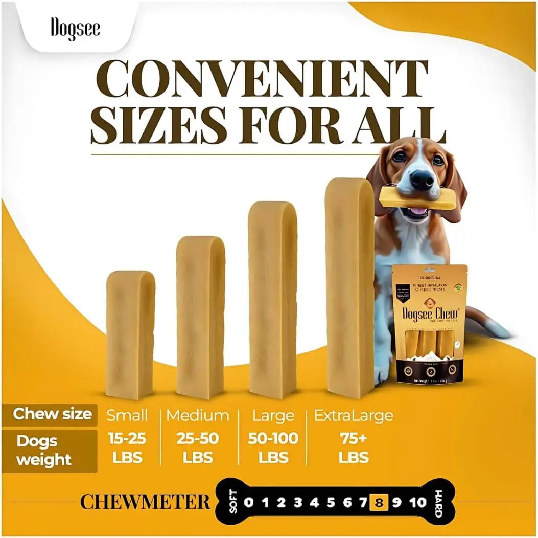 Dogsee Original Himalayan Yak Chews for Dogs (Medium - 4 Bars) | 100% Natural | No Grain, No Gluten | for Teeth Cleaning
