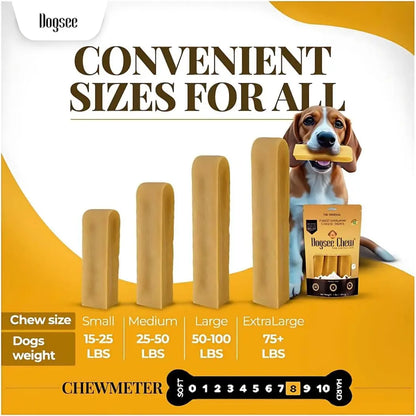 Dogsee Original Himalayan Yak Chews for Dogs (Medium - 4 Bars) | 100% Natural | No Grain, No Gluten | for Teeth Cleaning
