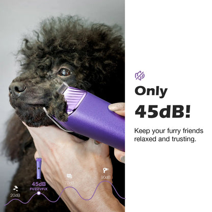 Fuzzyfix NOVA Professional Dog Grooming Clippers, Cordless Rechargeable Pet Grooming Kit with 5-In-1 Adjustable Blade, 2-Speed Dog Hair Trimmer and Metal Guide Combs for Dogs Cats Horses