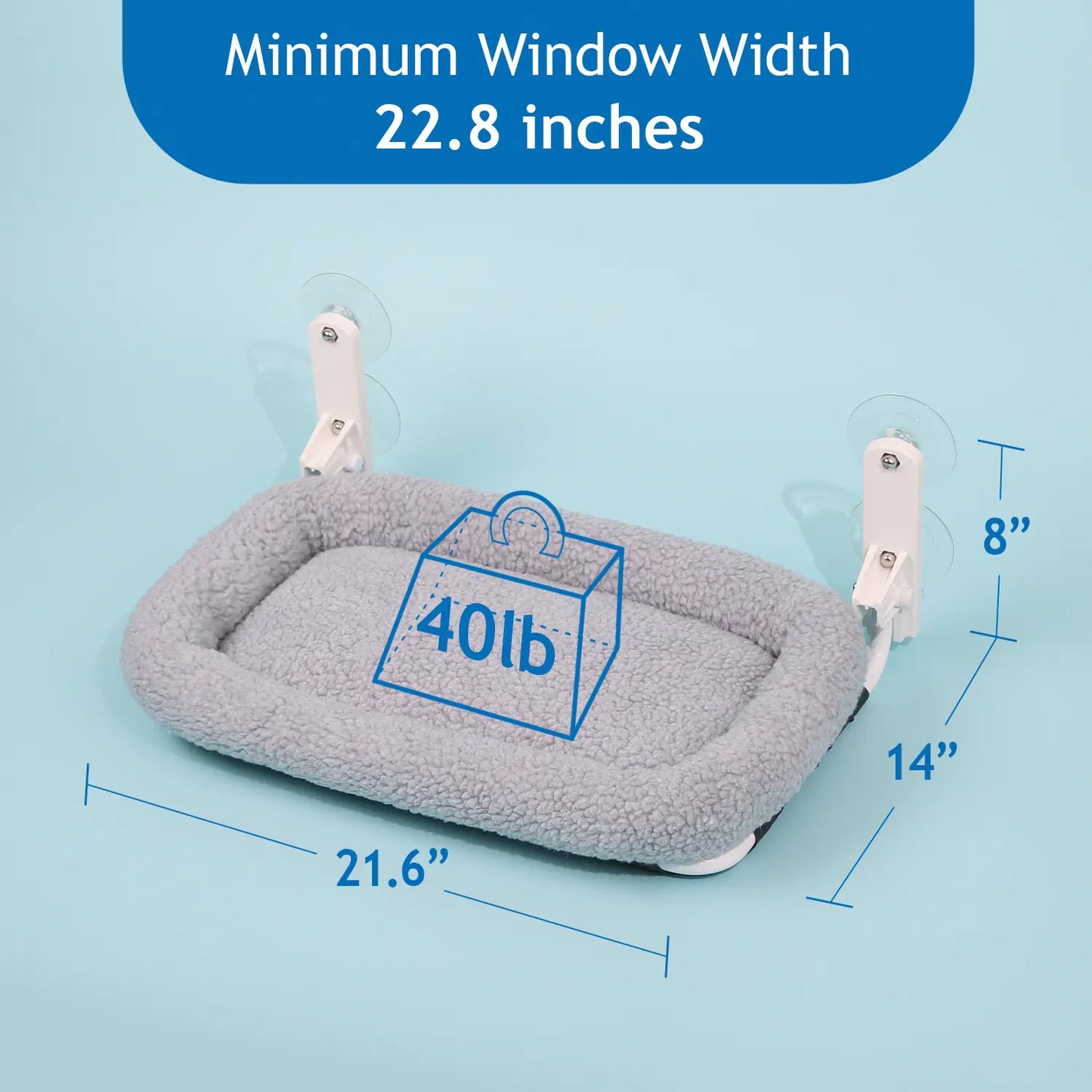 Zakkart Folding Cat Hammock for Window - Cordless, Machine Washable Bed, Robust Metal Frame, Strong Suction Cups - Cat Window Perch for Cats and Small Dogs - White